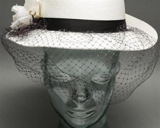 1950s Woven Dress Hat w/ Veil
