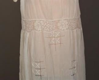 Delicate Embroidered White Linen Dress
