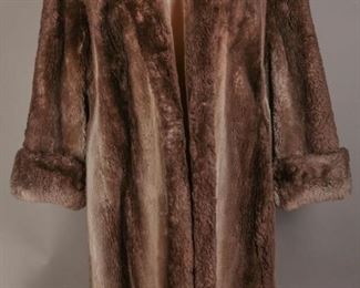 Vintage Faux Fur Dark Brown Wooly Lamb Coat
