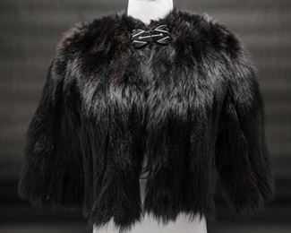 Vintage Black Skunk Fur Cropped Over Coat
