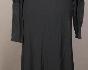 Black Lace Insert Long Sleeve Evening Gown
