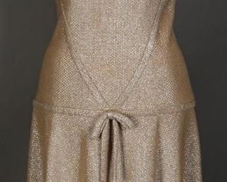 1960s Style Gold Spangled Drop Waist Dress
