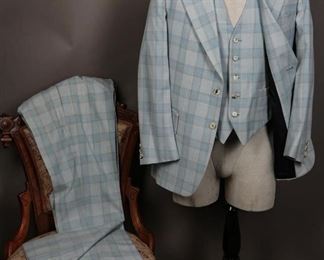 Vintage Hart Albin Blue Plaid 3-Piece Suit
