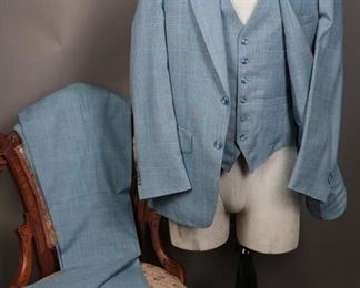 1960's Botany 500 Blue Glen Check 3-Pc Suit
