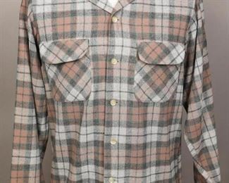 1960's Pendleton Plaid Shirt Leather Patch Elbows
