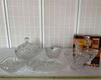Crystal Relish Trays, Baskets, Bowls Frames