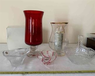 Home Collection Candle SetRed Pedestal HurricaneCrystal BasketMikasa Bowls