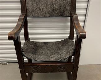 Antique chair with animal skin from Spain $250