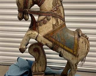 Antique wood horse $300 (stands about 3.5 - 4 foot tall)