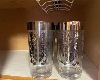 Set of Mid Century Silver Kimiko Guardian Crest Glasses