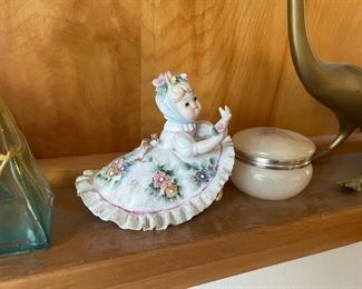 Lefton Figurine Girl in Flower Dress - Made in Japan