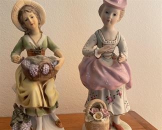 Homco Victorian Lady Holding Basket Of Grapes Figurine