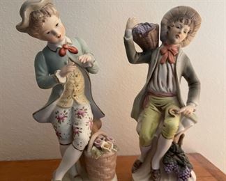 Homco Tuscany Boy with Basket of Grapes Porcelain Figurine
