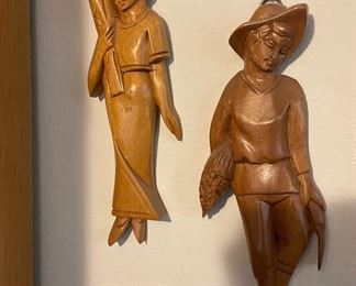 Wood Carved Man and Woman - Wall Hanging