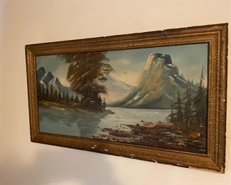 Framed Oil Painting of Mountain/Landscape