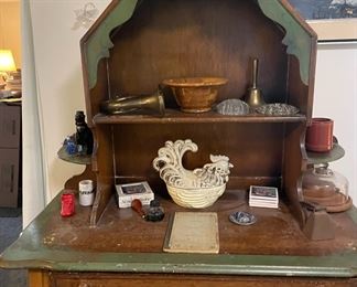 Victorian Oak Wash Stand/Side Board with Green Trim
