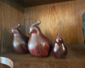 Set of 3 Pottery Quail Figurines