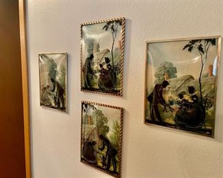 4 Silhouette Bubble Glass Art Painting of Family
