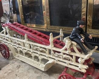 Cast Iron Horse Drawn Fire Ladder Truck