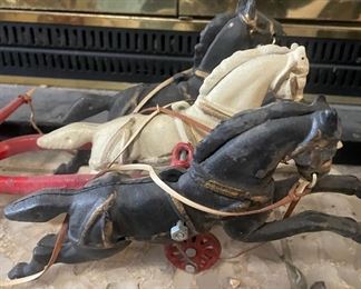 Cast Iron Horse Drawn Fire Ladder Truck