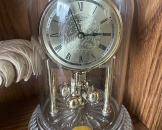 Bulova Quartz Clock with Glass Dome
