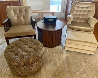 Chairs $80 each Ottoman $45 table $35