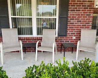 Patio Chairs $25 and Metal tables $15