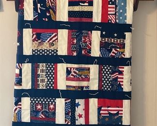 Americana Handmade Quilt and Wall Shelf Rack for Display