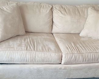 Cream Colored Microfiber Sleeper Couch Very Soft 6ft Wide, 3ft Deep, 35 Inches Tall