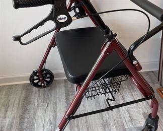 Drive Extra Wide Rollator Walker with Brakes and Under Seat Open Basket