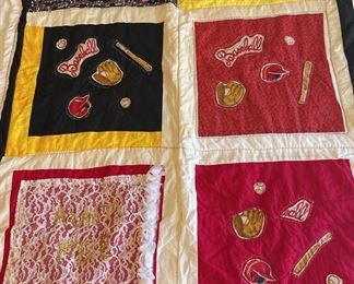 Handmade Baseball Themed Quilt 48x70 Inches