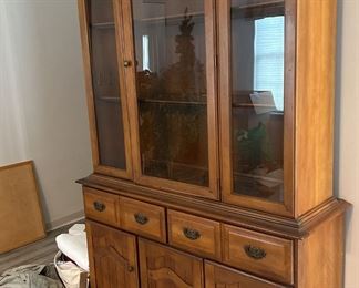 Maple China Hutch with Glass Front