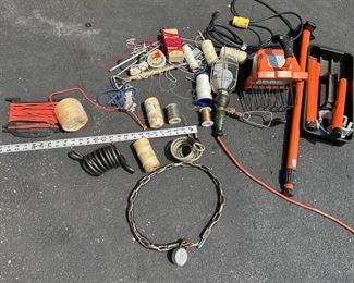 Pair of Work Lamps, Wire, Stakes, and More