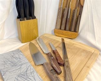 Rada Cutlery Knives, Vita Craft Hanging Knife Set, Knife Block and Wooden Cutting Board