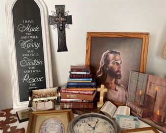 Religious Wall Art and Books Nice Variety