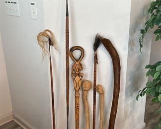 Souvenir Spears and Decorative Canes 7 Pieces Total