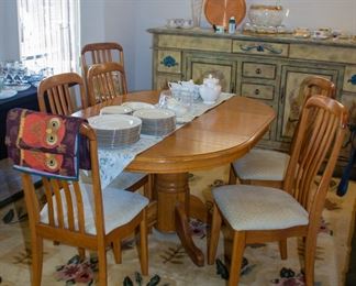 Dining table and chairs(x6), include leaf