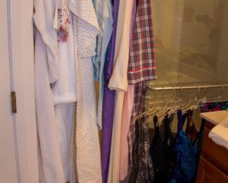 Women's bath robes, night gowns, and bathing suits