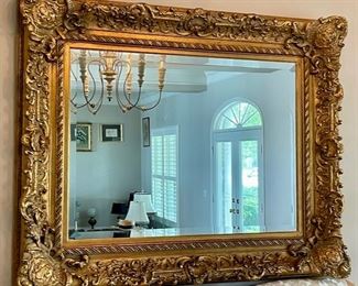 Large Ornate Gilded Beveled Mirror $400 