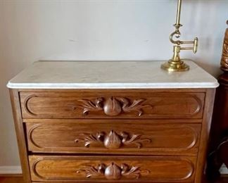 Antique Marble Top Walnut Dresser $350 (36”H x 39”W x 19”D)