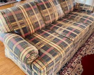 Wesley Hall Plaid Queen Sleeper Sofa $100  (83”L x 39”H x 39”D)