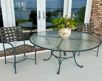 60” Round Glass Top Outdoor Table $125