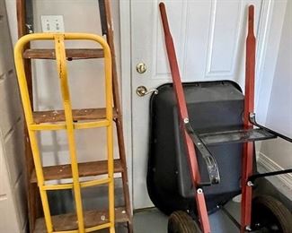 Ladder $30, Dolly $30, Wheelbarrow $45   