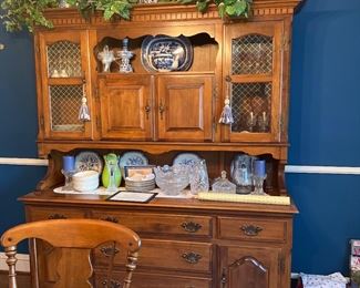 Country Style China Cabinet & Contents