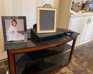 TV stand and picture frames
