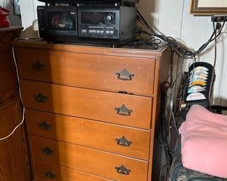 Sony Stereo equipment and traditional maple dresser