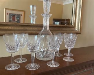 Waterford Lismore decanter and glasses