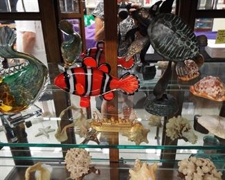 Glass and Brass Ocean Figurines