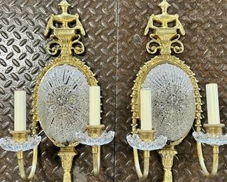 French Basket Crystal Wall Sconces