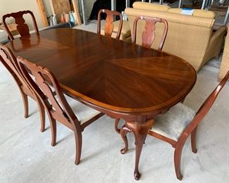 Queen Ann Cherry Dining Table and Chairs
